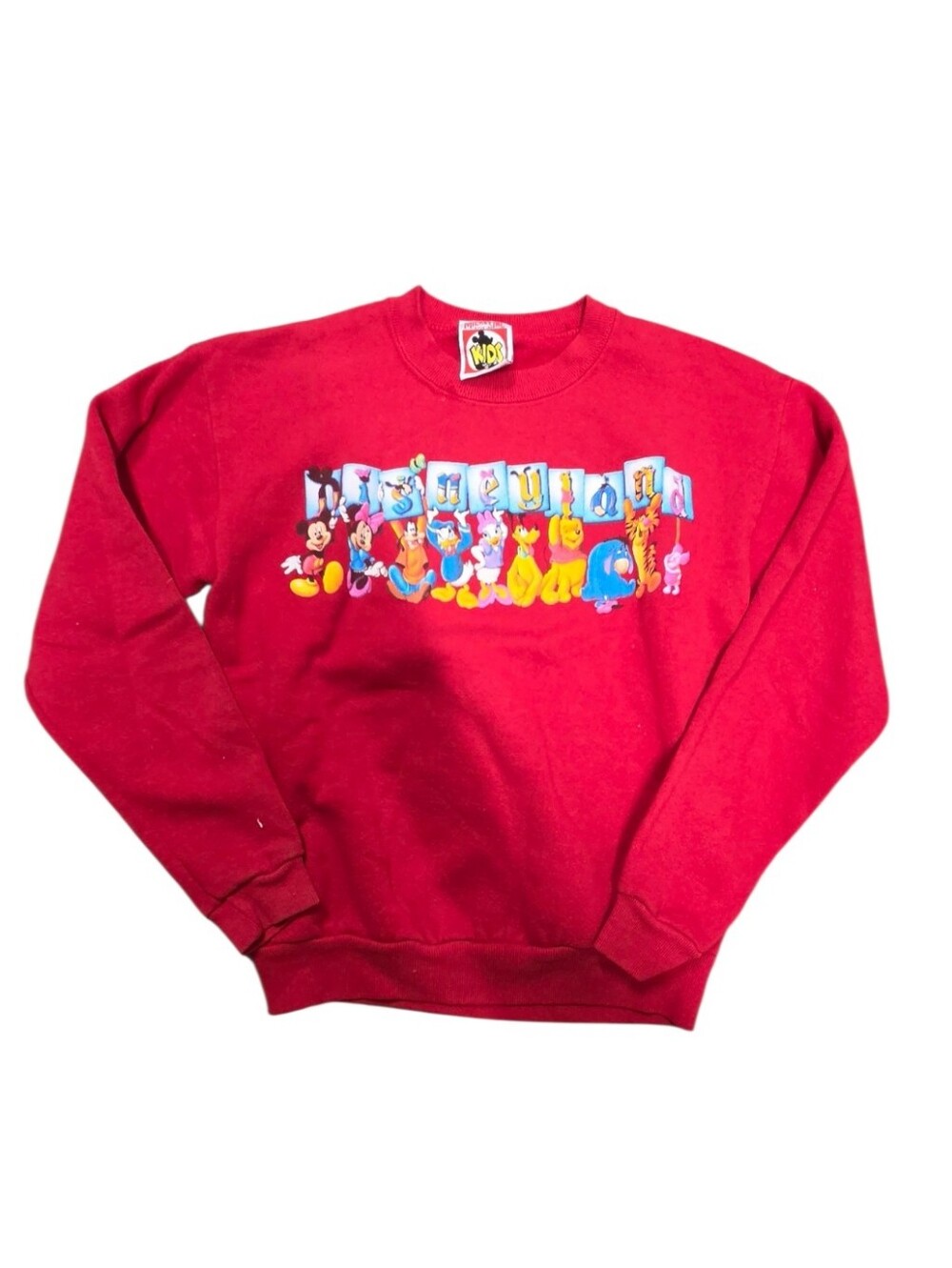 Vintage 90s Disneyland Mickey Inc Red Cartoon Crewneck Sweatshirt Size Medium